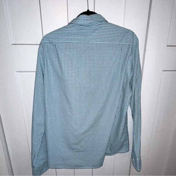 Men's J. Crew Slim Button Down Shirt Blue/Teal/White - L - Picture 2 of 5